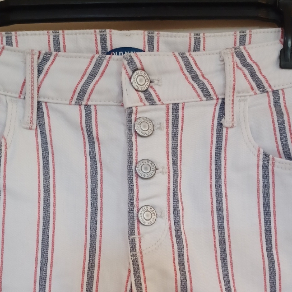 Old Navy White Shorts with Red and Navy Stripes - Picture 2 of 9